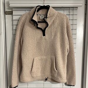 PINK Victoria's Secret Cream Sweatshirt Fleece Half-Zip